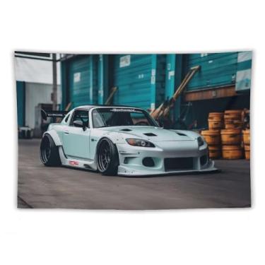 Imagem de HouLaiZhe Tapeçaria de carro branco modificado Jdm carro S2000 pendurar na parede quarto decoração de casa tapeçarias estética piquenique decoração de parede arte de parede para dormitório sala de