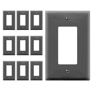 Imagem de Kit de placas de parede pretas com 10 capas de tomada elétrica de policarbonato inquebrável, capas de plugue de receptáculo elétrico, preto, placas de interruptor único e capas de tomada, capa de