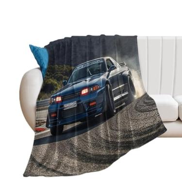 Imagem de HouLaiZhe Cobertor super macio de flanela JDM R32 Drift Motion Cool Lightweight Cooling Blankets para sofá-cama, cadeira, sofá, carro, viagens ao ar livre, leve, quente, 178 x 203 cm