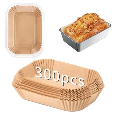 Imagem de 300 forros de forma de pão para assar pão, 22 x 12 cm, forros de pergaminho para pão, bolos, pão de banana, papel manteiga, forro de fritadeira a ar (marrom)