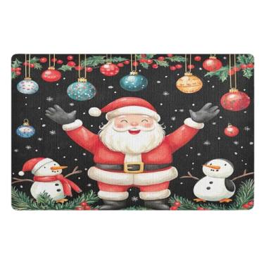 Imagem de STAYTOP Tapete de porta de Papai Noel para entrada externa 81 x 50 cm, tapete de boas-vindas ao ar livre/interno, tapetes de banho fofos, capacho frontal antiderrapante para entrada, pátio, áreas de