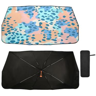 Imagem de Kigai Lindo guarda-chuva colorido com estampa de leopardo, para-brisa de carro, para-sol dobrável, para-brisa para carro, caminhonete, SUV, caminhonete para a maioria dos veículos, para-brisas