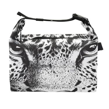Imagem de STAYTOP Lancheira de leopardo preto e branco com fivela de alça, lancheira isolada para meninos e meninas, lancheira térmica para trabalho escolar