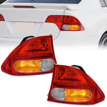 Imagem de WEELMOTO Luzes traseiras para Honda Civic Sedan/híbrido de 4 portas 2006-2008, par de luzes traseiras de seta de freio para 06 2007 08 Civic, substituição da lanterna traseira dos lados do motorista e