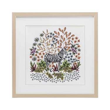 Imagem de Stupell Industries Selva Wildlife Zebra Birch Impressão emoldurada sob vidro, design por Cecilia Battaini, 13 x 13