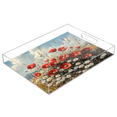 Imagem de STAYTOP Linda bandeja de acrílico para servir flores silvestres, 15,7 x 11,20 cm, à prova de derramamento, organizador de bancada para café da manhã, chá, comida, maquiagem