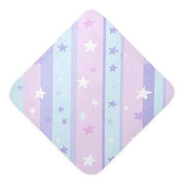 Imagem de STAYTOP Toalhas de bebê coloridas com capuz de musselina com listras estrelas, toalha de banho super macia, toalhas de banho absorventes para banho recém-nascido unissex 76 x 76 cm