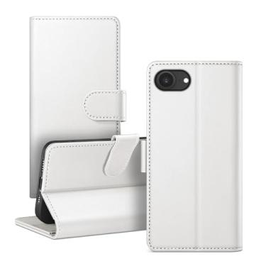 Imagem de RingPi Capa de telefone para iPhone 16e 6,1 polegadas, capa flip magnética de couro com suporte ajustável, compartimento para cartão com bloqueio de RFID e proteção contra quedas de 360°, compatível