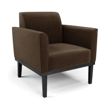 Imagem de Poltrona Base De Madeira Fixa Preto Marisa Suede - D'Rossi Marrom