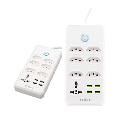 Imagem de Filtro de Linha Extensão 6 Tomadas 4 USB 1 Tipo-C Bivolt Interruptor Cabo de 5 Metros Protetor de Descarga eletrica