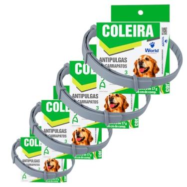 Imagem de Kit com 4 Unidades Coleira Pet Antipulgas e Carrapatos para Cachorro Dugs 17g World Veterinária