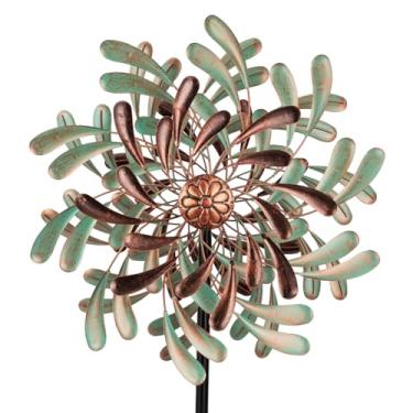 Imagem de VEWOSTAR Cata-Ventos De 20" Para Áreas Externas, Cata-Vento Grande À Prova D'Água, Metal, Moinho Vento Cinético Duplo Quintal, Esculturas E Vintage Com 5 Estacas, Quintal Jardim