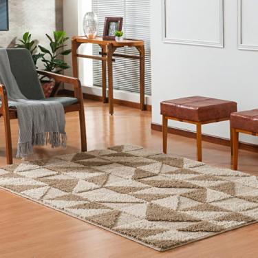 Imagem de Tapete Jazz Em Poliéster Para Quarto Sala Escritório Closet Com Textura De Alto E Baixo Relevo Altura De 17MM E Antiderrapante. (TRIGO, 100X150)