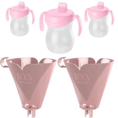 Imagem de Kit com 2 Suporte de Filtro de Café Rosa 103 + 3 Garrafa Infantil Plastica 310ml Rosa