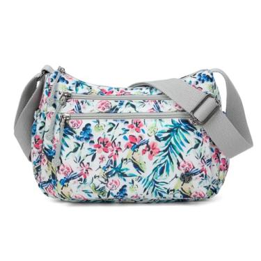 Imagem de Pealwel Bolsa tiracolo casual com bolso antifurto - Bolsa feminina leve e resistente à água, Floral, Moda casual