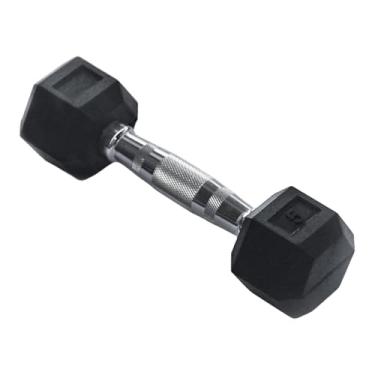 Imagem de menolana Halter octogonal de borracha com cabo antiderrapante, equipamento de exercícios ergonômico para agachamentos, rosca direta e treino completo para, 5 Libras