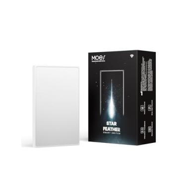 Imagem de MOES Interruptor inteligente de toque completo, SF(Star Feather versão 2026, interruptor de luz de parede, fio neutro necessário, painel antirreflexo, WiFi de 2,4 GHz, funciona com aplicativo Smart