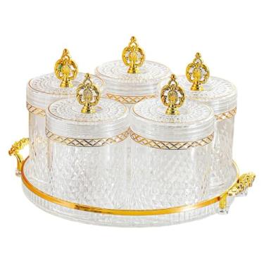 Imagem de Baoblaze Pote Organizador de Alimentos com 5 Frascos, Suporte Profissional para Potes de Temperos, Utensílio de Cozinha Reutilizável e Multifuncional, Claro