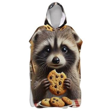 Imagem de Poncho de surfe plus size para adultos trocador de roupa de banho com capuz fofo guaxinim animal ponchos de praia para homens