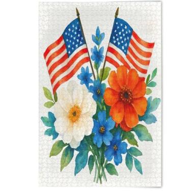 Imagem de Buquê de aquarela, bandeira americana, quebra-cabeças para adultos, 500 peças, jogo de quebra-cabeça engraçado, presentes tecnológicos, natureza, grandes quebra-cabeças, arte de paisagem, 500 peças