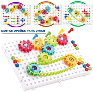 Imagem de Brinquedo Educativo Kit Quebra Cabeça Engrenagens Infantil 98 Peças Mo