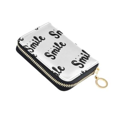 Imagem de Carteira de couro feminina com porta-cartões, bloqueio de RFID, zíper ao redor, carteira de viagem com zíper, desenho animado preto e branco
