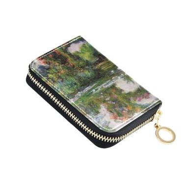 Imagem de Carteira feminina compacta com zíper em torno de 9 compartimentos para cartão de crédito e 2 compartimentos para dinheiro, carteira com zíper e bolso para moedas