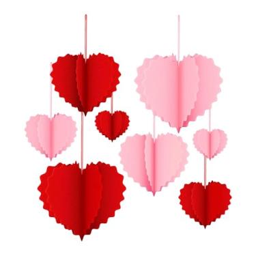 Imagem de Lilihuimaoyi 8 Guirlandas de Cordão para O Dia Dos Namorados, Decorações de Coração para Pendurar, Ideais para Despedidas de Solteira, Festas, Pedidos de Casamento, Rosa Vermelho