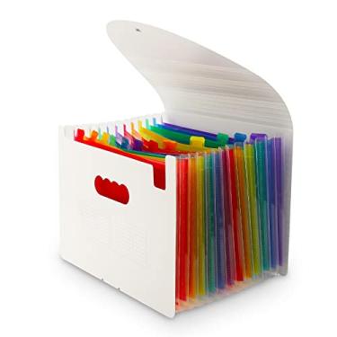 Imagem de NAFY Organizador de arquivos sanfonado, 24 bolsos expansíveis, organizador de arquivos de acordo com organizador de documentos portátil com etiquetas em branco para material escolar de escritório em