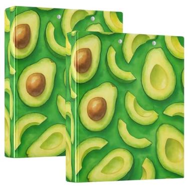 Imagem de Fichários personalizados em aquarela verde abacate 3,8 cm, 3 anéis, comporta 200 folhas, pastas, portfólio, anel redondo, fichário de escritório, 31,5 x 27 x 6 cm, pacote com 2