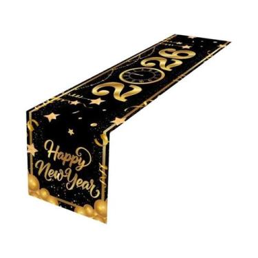 Imagem de Toalha De Mesa De Ano Novo Com Estampa De Fogos De Artifício E Champan