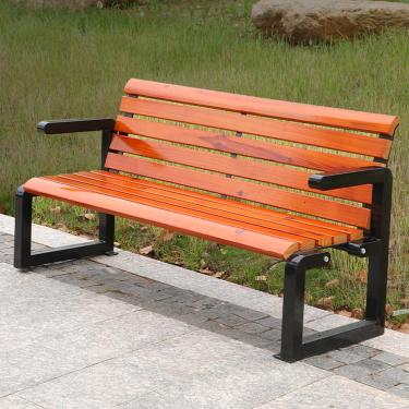 Imagem de Banco de parque de pátio, banco de jardim, assento de ripas de madeira maciça, móveis de jardim, móveis de exterior, cadeira de pátio de lazer para varanda, quintal, equipada com apoios de braços e