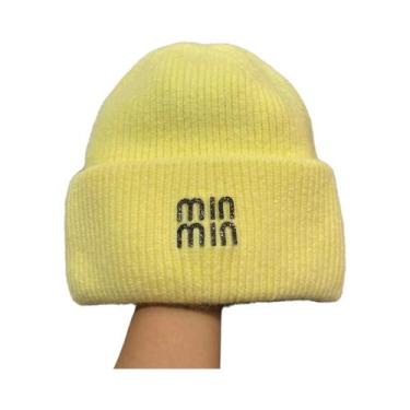 Imagem de Gorro Feminino Quente De Lã Com Strass E Pele De Coelho Genuína  Touca