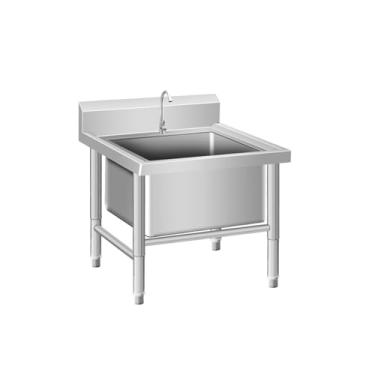 Imagem de Lavatório de esfregão comercial, pia/lavatório de esfregão de montagem no chão, bacia de serviço de esfregão de aço inoxidável, balde de esfregão utilitário interno e externo, pia de lavanderia, com