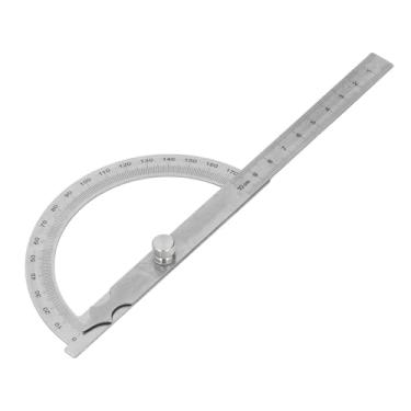 Imagem de Acouto Régua Transferidora de Aço Inoxidável de Alta Precisão, Medidor de ângulo de 180°, 2 pol. para Artesãos e Estudantes (120x150mm Faixa de 0 a 10cm)