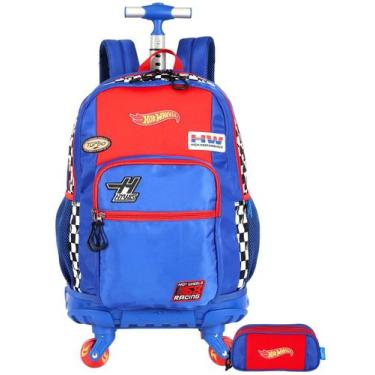 Imagem de Kit Hot Wheels Mochila 2EM1 Costas e 4 Rodas + Estojo Triplo - Luxcel,