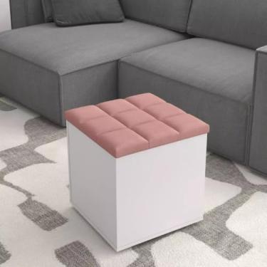 Imagem de Banqueta de armazenamento em camurça, prateleira decorativa para sala de estar, quarto ou escritório(Rose)