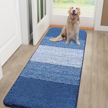 Imagem de Smiry Tapete de porta de cachorro para patas enlameadas, absorve umidade e sujeira, tapete de entrada de baixo perfil com suporte antiderrapante, capacho de entrada interna e externa para piso interno