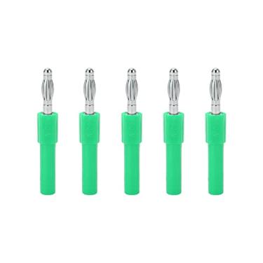 Imagem de Adaptador de plugue banana de 4 mm de alta condutividade PA latão Conversão de 4 mm a 2 mm Plugue banana macho para fêmea para instrumentos industriais multímetros 5 unidades 5 (Verde)