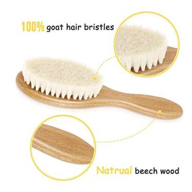 Imagem de Yinhing Conjunto de Pente de Escova de Cabelo de 3 Peças Kit de Escova de Cabelo para Recém-nascidos Pente Infantil de lã Macia Cabo de Madeira Massagem No Couro Cabeludo do bebê