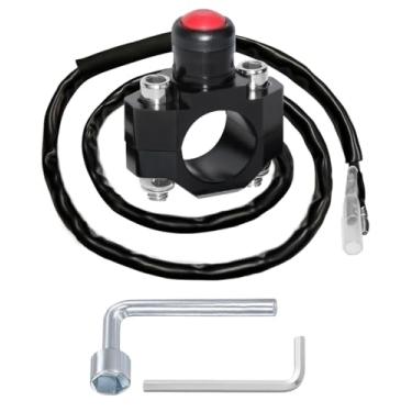 Imagem de BELINOUS Interruptor De Corte Motor Motocicleta Belinous, Botão Liga/Desliga Universal Cnc Com Placa Montagem Para Quadriciclo, Motocross, Scooter, Guidão Quad 22 Mm (Preto)