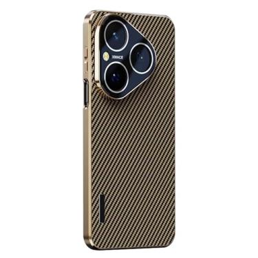 Imagem de LTLMYDAM Capa fina para Huawei Pura 80 Ultra/80 Pro/80Pro+/80, proteção de câmera, resistente a impactos, cobertura fina, revestimento de textura de fibra de carbono, latão, 80 Pro+