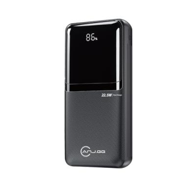 Imagem de ANJ.GG Power Bank, Carregador Portátil 20.000mAh, USB Tipo C e Lightning Embutidos, para Smartphones, Preto, Carregamento Rápido 22.5W, Bateria, com Display Digital