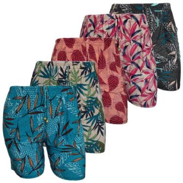 Imagem de Kit 5 Bermudas Senhoras Liganete Malha Fria Estampadas GG. - LOJA REST