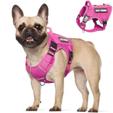 Imagem de MOOGROU Peitoral tático para cães de tamanho médio, sem puxão, colete militar para cães, com alça, refletivo, resistente, para caminhadas, treinamento, rosa, M