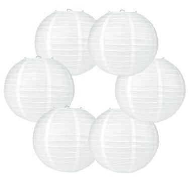Imagem de 6 peças de lanternas de papel redondas chinesas japonesas brancas penduradas decorativas de 25,4 cm, decorações para casamento, formatura, chá de panela, noivado, chá de bebê, artigos de festa de