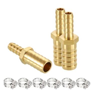 Imagem de HARFINGTON 3 peças de encaixe de farpa de latão de 5/40.6 cm a 3/40.6 cm com 6 grampos de latão, emendador de metais para impressão 3D, compressor de ar, máquina CNC, matrizes