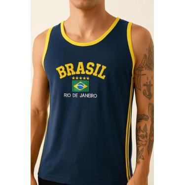 Imagem de Camisa Regata do Brasil Bordada - Tojoia18K, Azul escuro, GG