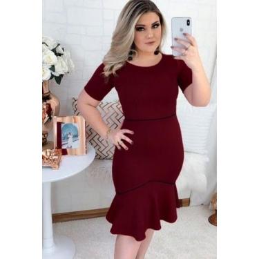 Imagem de Vestido Midi Isabela Moda Feminina Evangélica, Vinho, GG