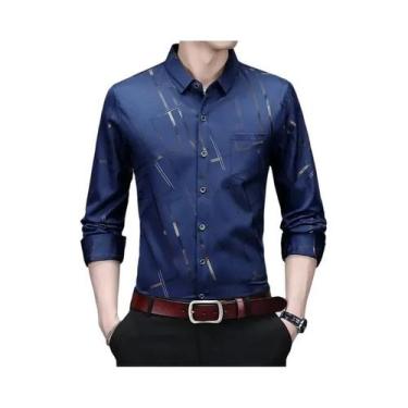 Imagem de Camisa Casual Masculina De Manga Longa Com Estampa, Não Amassa, Resist